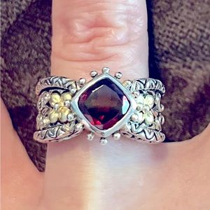 Barbara Bixby Sterling Silver, 18k Garnet Ring